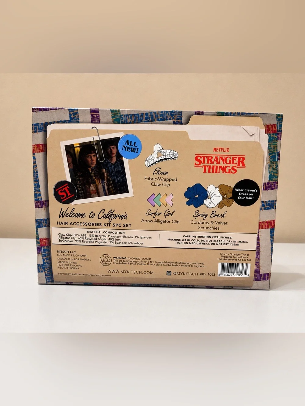 Kitsch x Stranger Things Welcome to California Hair Accessories 5pc Set NWT